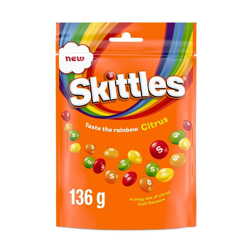 Skittles Citrus Chewy Candy 136g Fruity Citrus Flavoured Vegan Sweets Pouch
