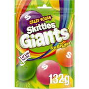 Skittles Giants Crazy Sours 3x Bigger Chewy Candy 132g Fruity Sour Sweets Pouch