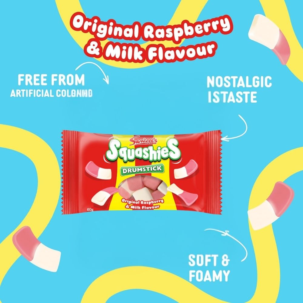 Swizzels Drumstick Squashies Original Raspberry & Milk Flavour 60g