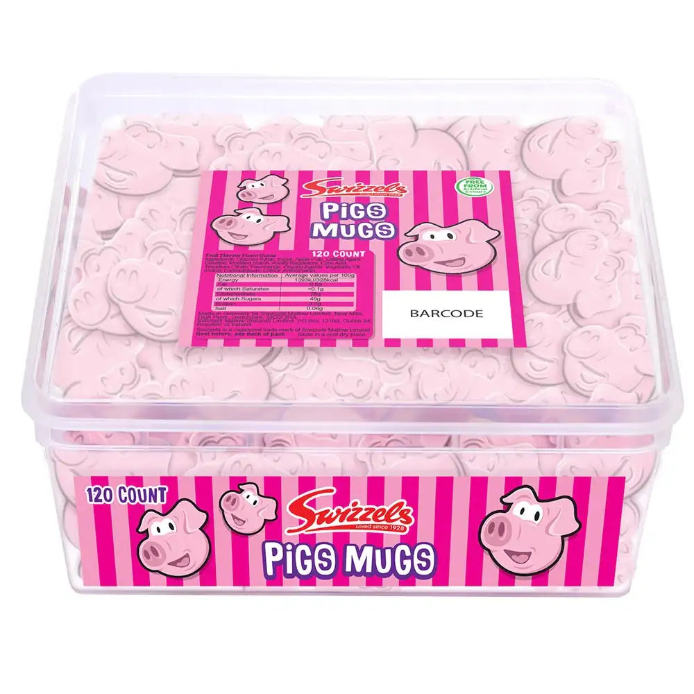Swizzels Pigs Mugs Sweet Tub 120pc 600g