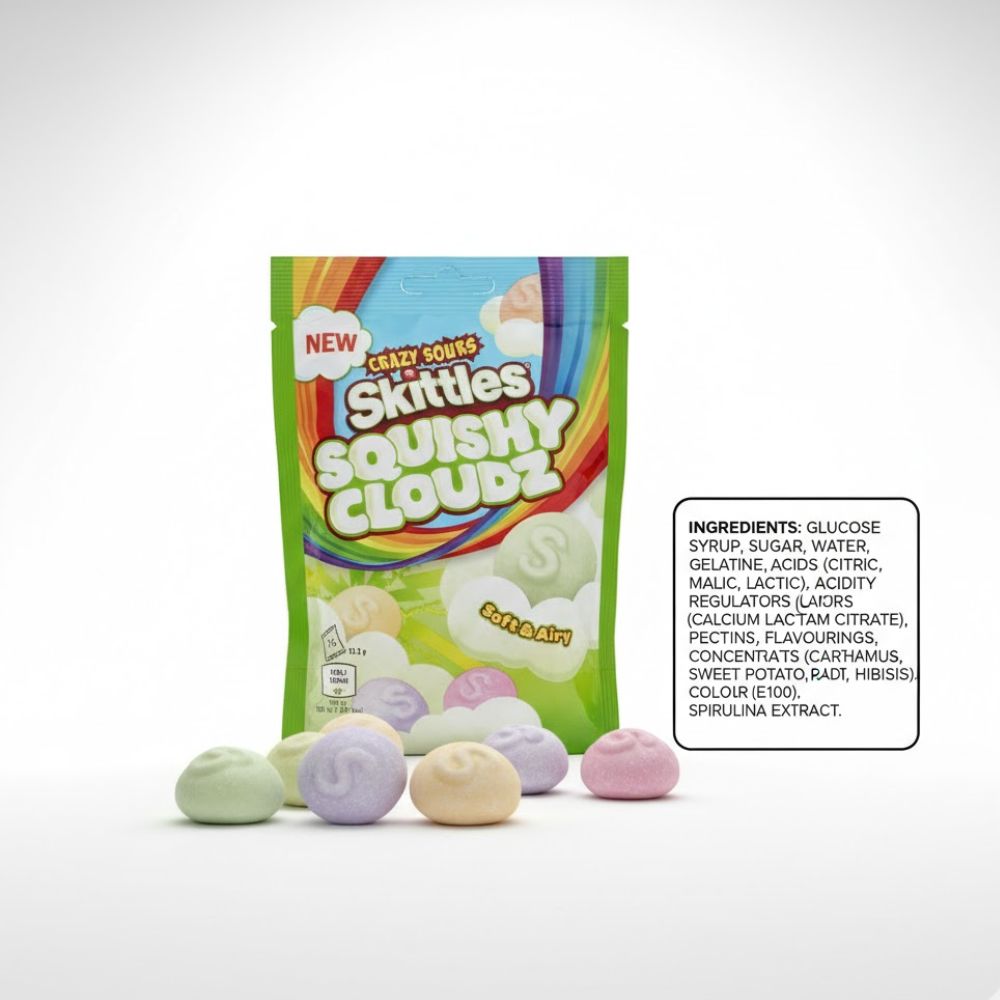 Skittles Squishy Cloudz Fruit Sourz Pouch Bag 94g