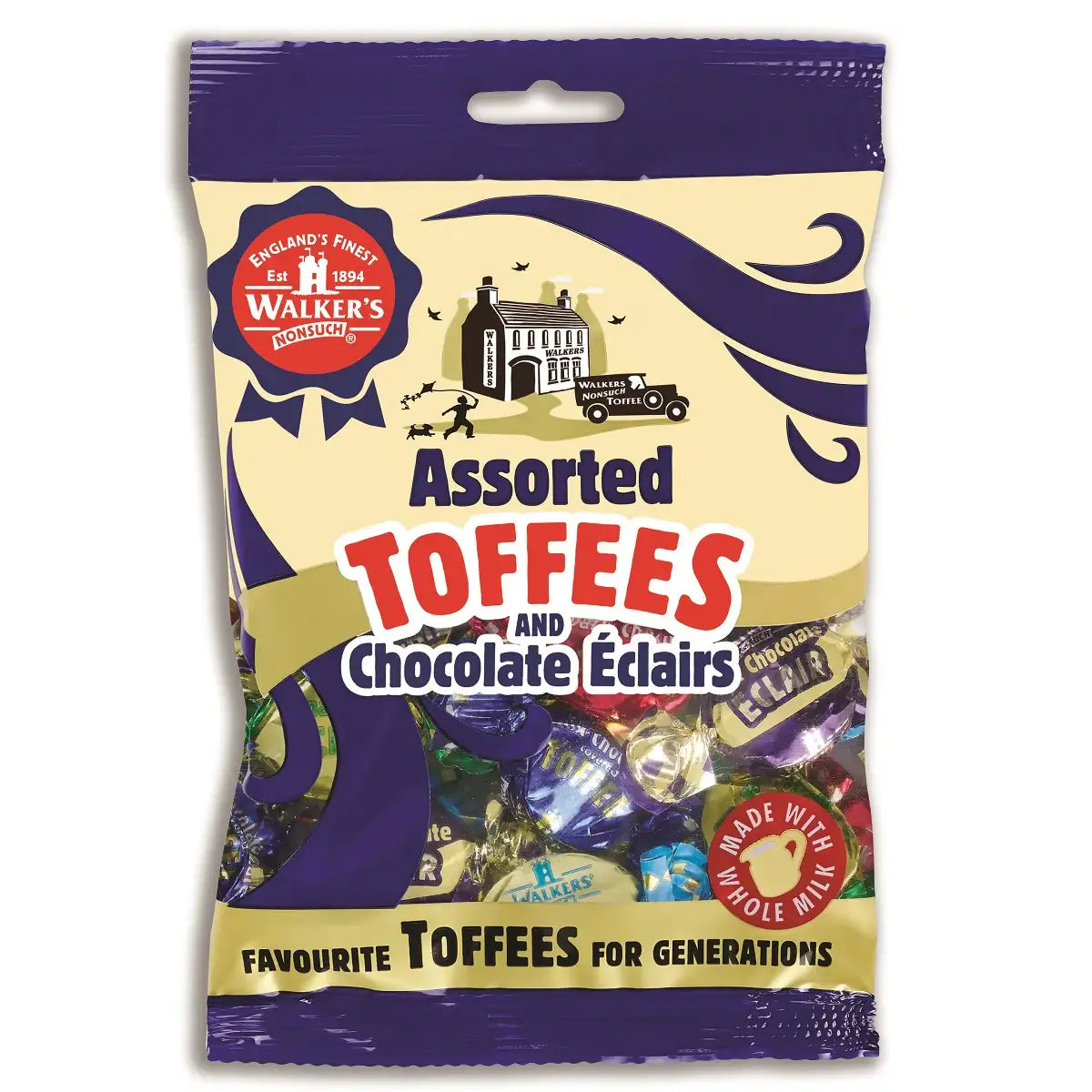Walkers Nonsuch Assorted Toffees and Chocolate Eclairs 150g