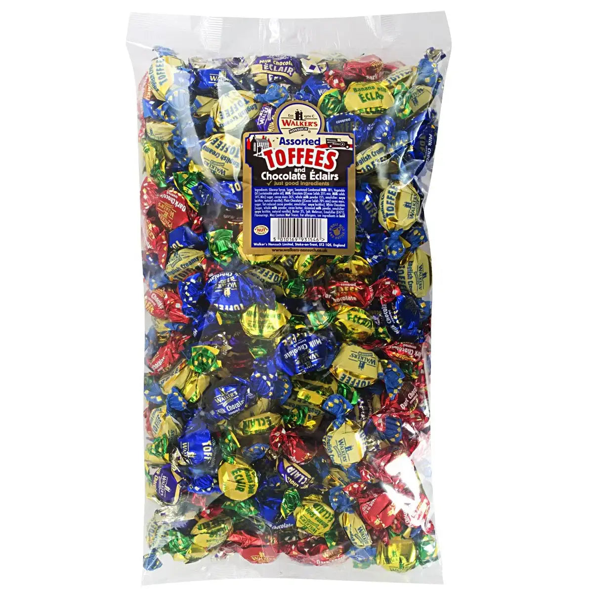 Walkers Nonsuch Assorted Toffees and Chocolate Eclairs Bulk Bags 2.5kg