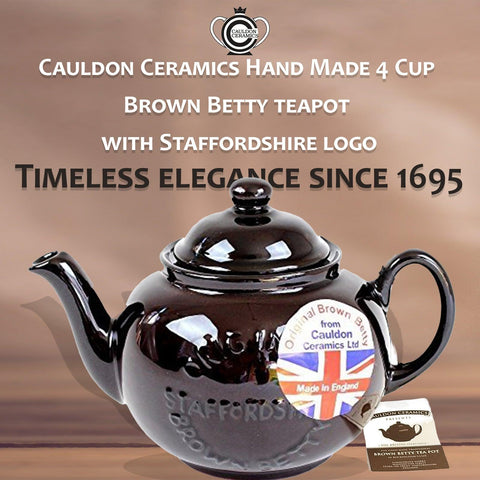 Cauldon Ceramics Brown Betty 4 Cup Teapot with Original Staffordshire Logo