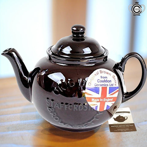 Cauldon Ceramics Brown Betty 4 Cup Teapot with Original Staffordshire Logo