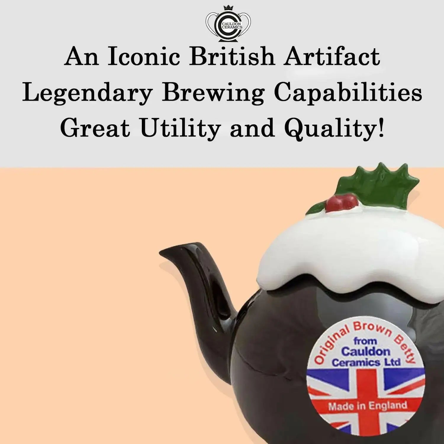 Cauldon Ceramics Traditional 6 Cup Brown Betty Christmas Pudding Teapot - British Food Supplies