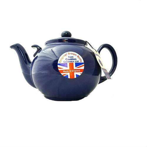 Cauldon Ceramics Brown Betty Teapot - 10 Cup in Cobalt Blue with Helping Hand - British Food Supplies