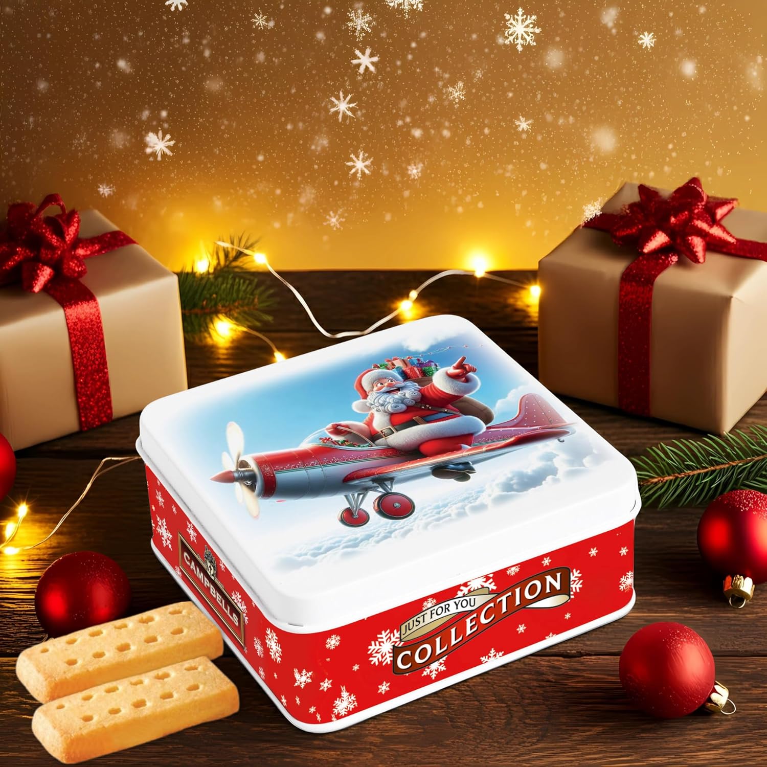 Campbells Shortbreads Flying Santa Tin 90g