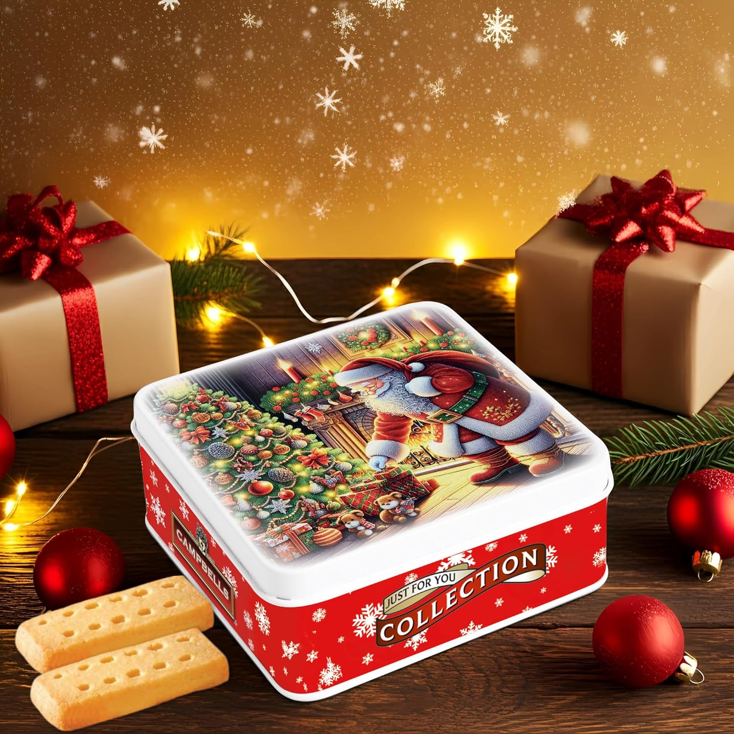Campbells Shortbreads Santa & Christmas Tree Tin 90g