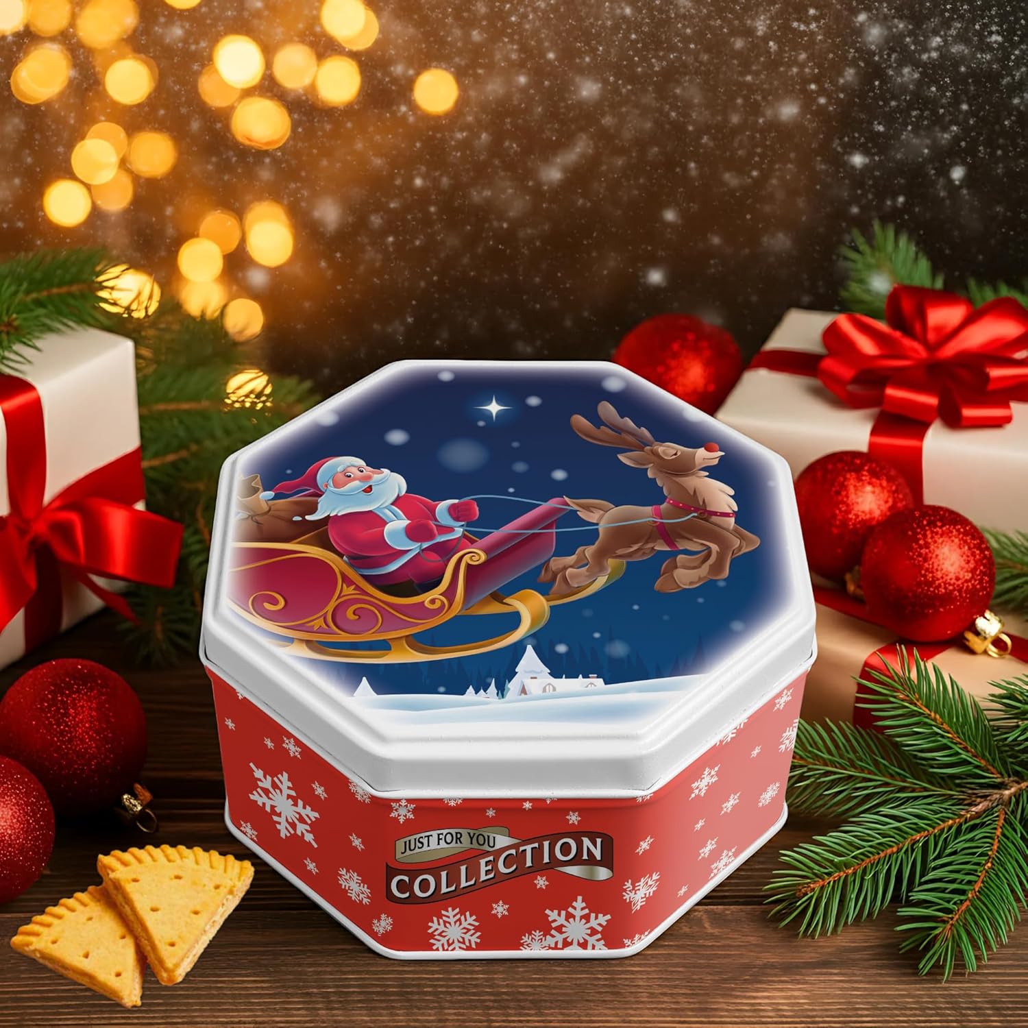 Campbells Shortbreads Santa & Rudolph Tin (Petticoat Tails) 115g