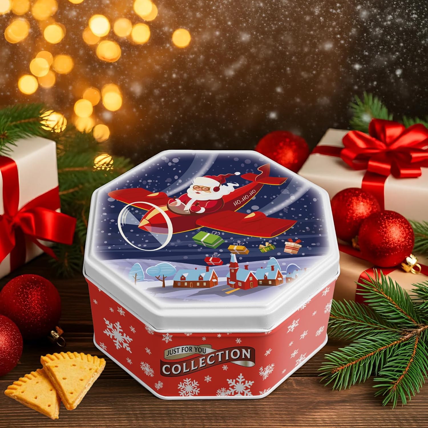 Campbells Shortbreads Flying Santa Tin (Petticoat Tails) 115g