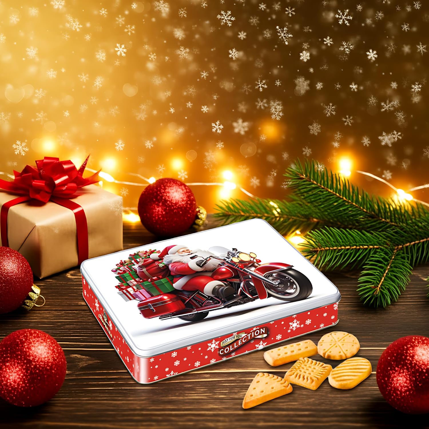 Campbells Shortbreads Biker Santa Tin (Assorted Shortbread Shapes) 150g