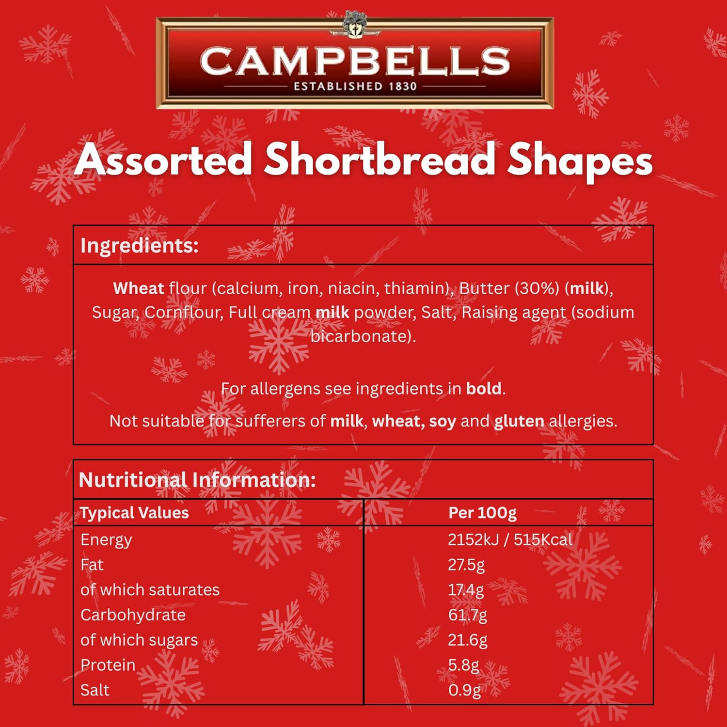 Campbells Shortbreads Biker Santa Tin (Assorted Shortbread Shapes) 150g
