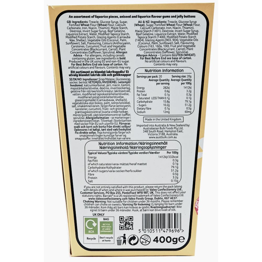 Barratt Liquorice Novelties Carton Sweets 400g