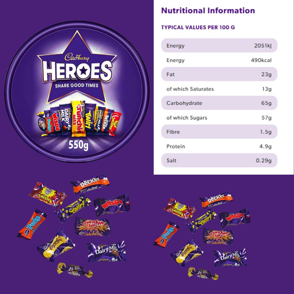 C'bury Heroes Assorted Chocolate Tub 550g