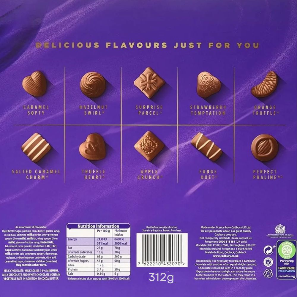 C'bury Milk Tray Chocolate 312g