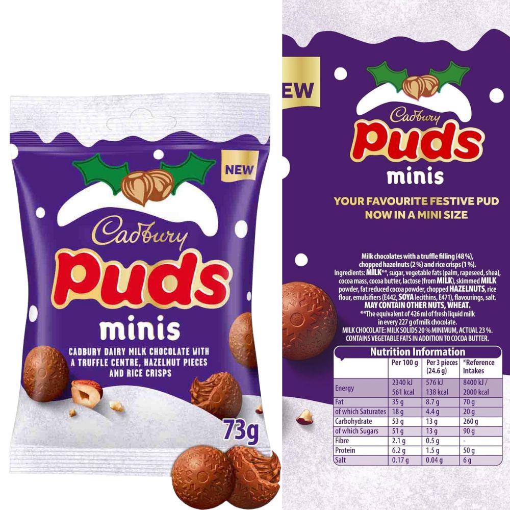 C'bury Puds Minis Clipstrip Chocolate Bag 73g