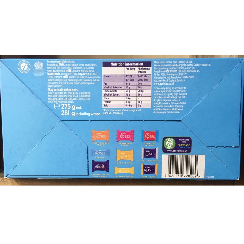 C'bury Roses Chocolate Gift Carton 275g