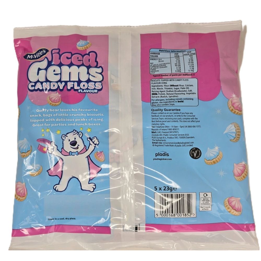 McVitie's Candyfloss Iced Gems 5pk (5X23G) 115g
