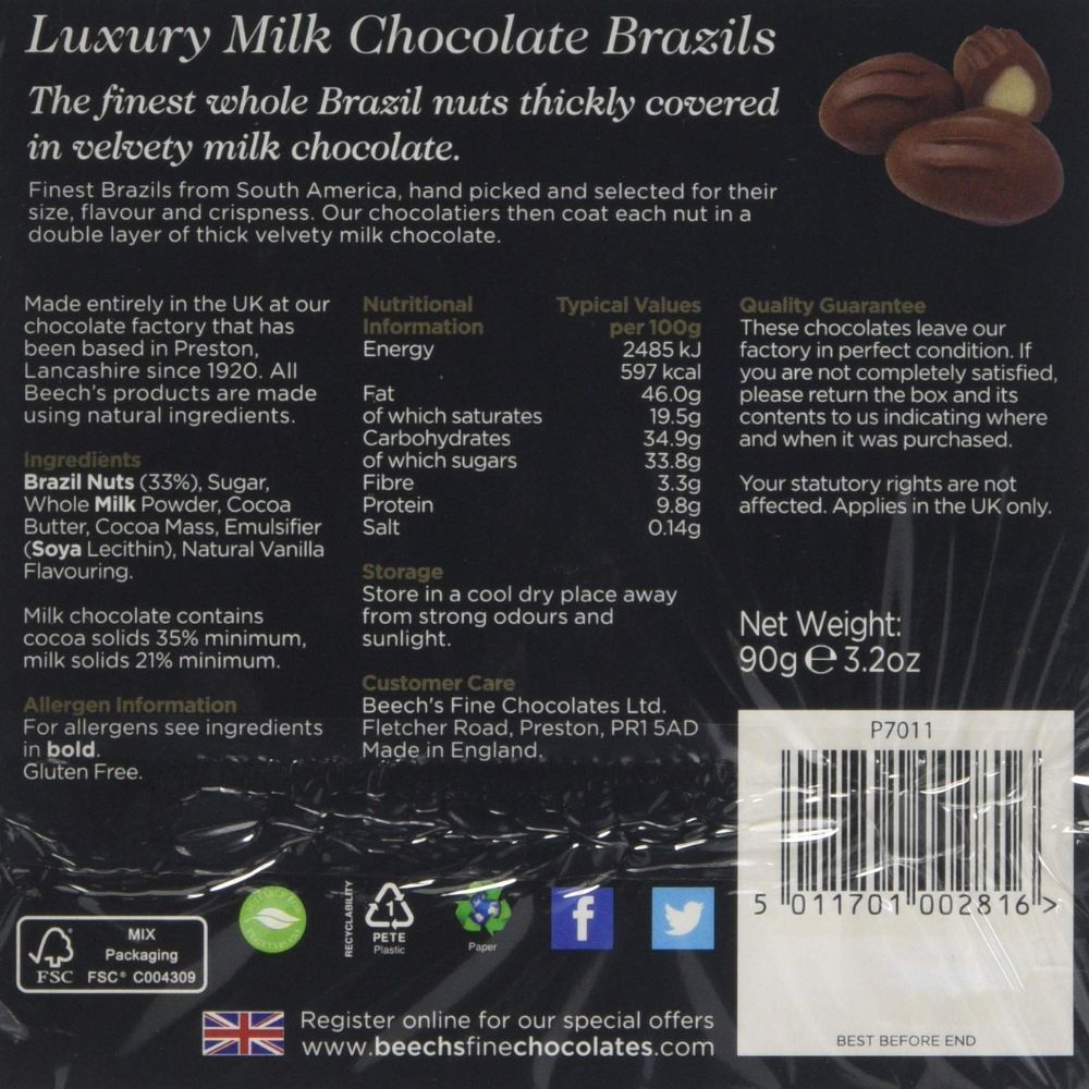 Beech's Milk Chocolate Brazils 90g