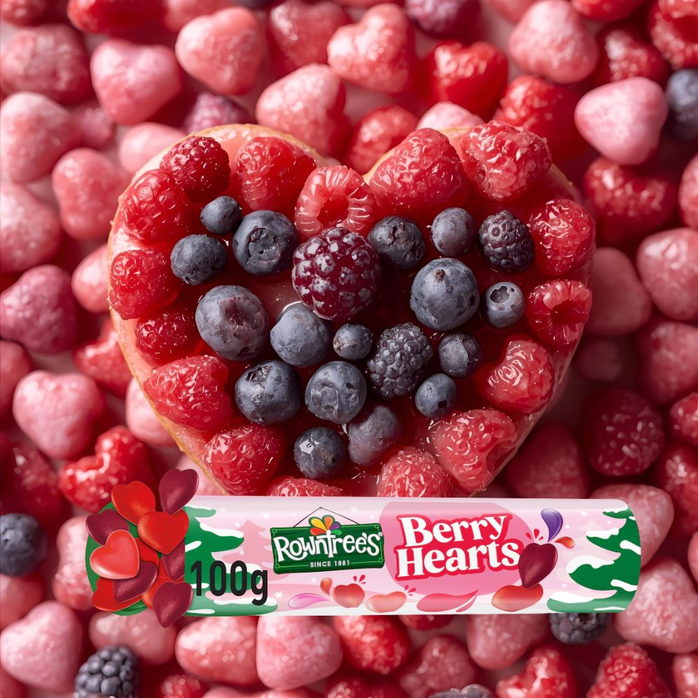Rowntrees Berry Hearts Candy Giant Tube 100g