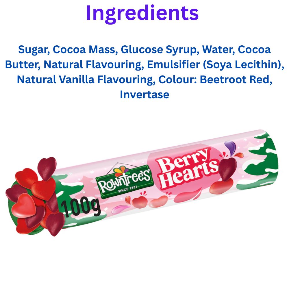 Rowntrees Berry Hearts Candy Giant Tube 100g