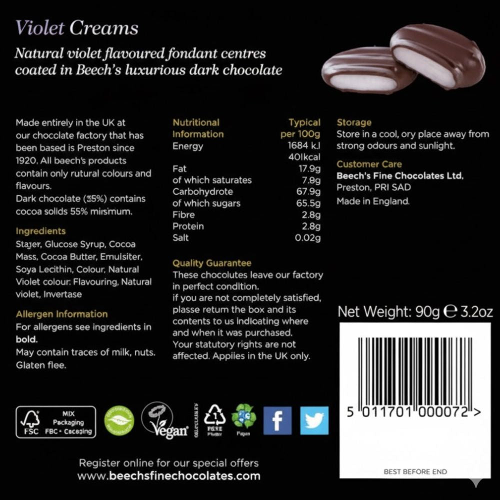 Beech's Fine Chocolate Violet Creams 90g