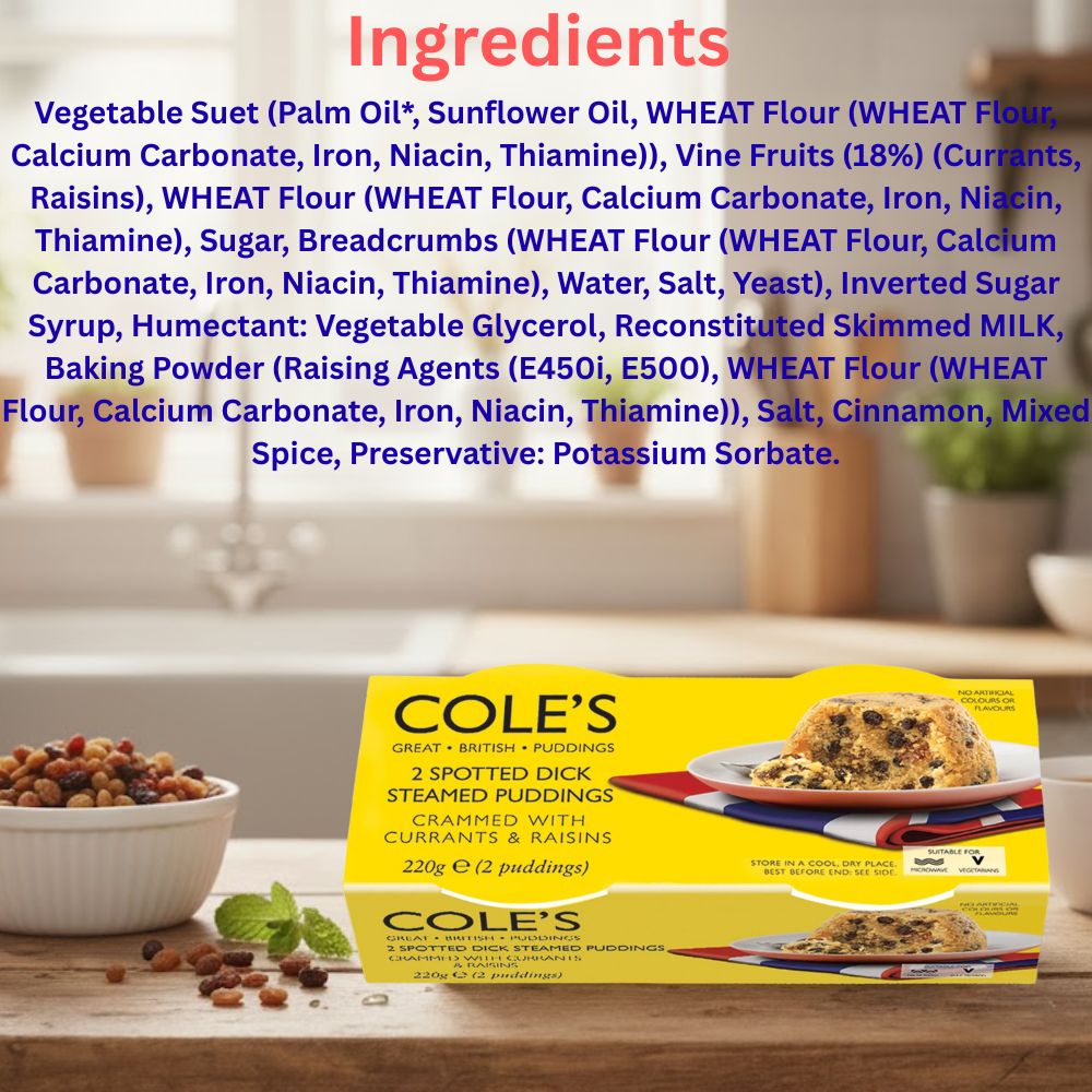 Cole's Spotted Dick Steamed Pudding Twin Pack (2X110g) 220g