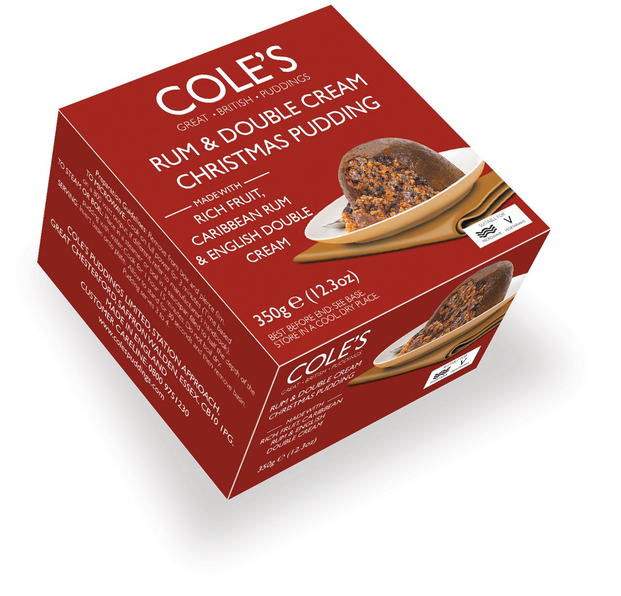 Cole's Boxed Rum And Double Cream Christmas Pudding 350g