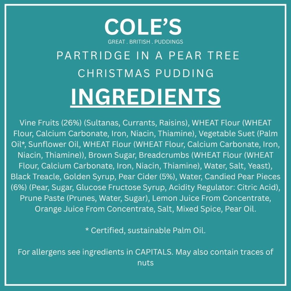 Cole's Partidge In A Pear Tree Christmas Pudding 454g