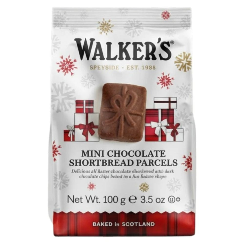 Walkers mini chocolate shortbread parcels 3.5oz festive Scottish biscuits
