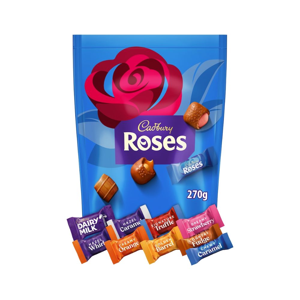 Cadbury Roses Pouch 270G – UK Christmas confectionery sharing pack