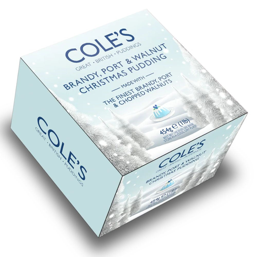 Cole's Brandy Port And Walnut Christmas Pudding 454g – rich traditional British festive fruit pudding.
