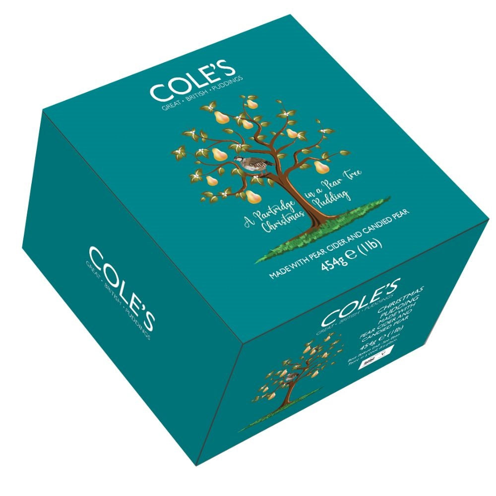 Cole's Partridge in a Pear Tree Christmas Pudding 454g – festive British fruit pudding with pear and Christmas spices.