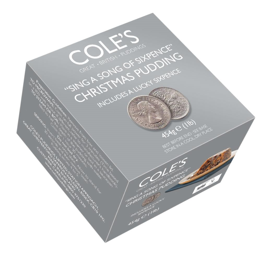 Cole's Sing A Song Of Sixpence Christmas Pudding 454g – traditional British festive fruit pudding for Christmas.