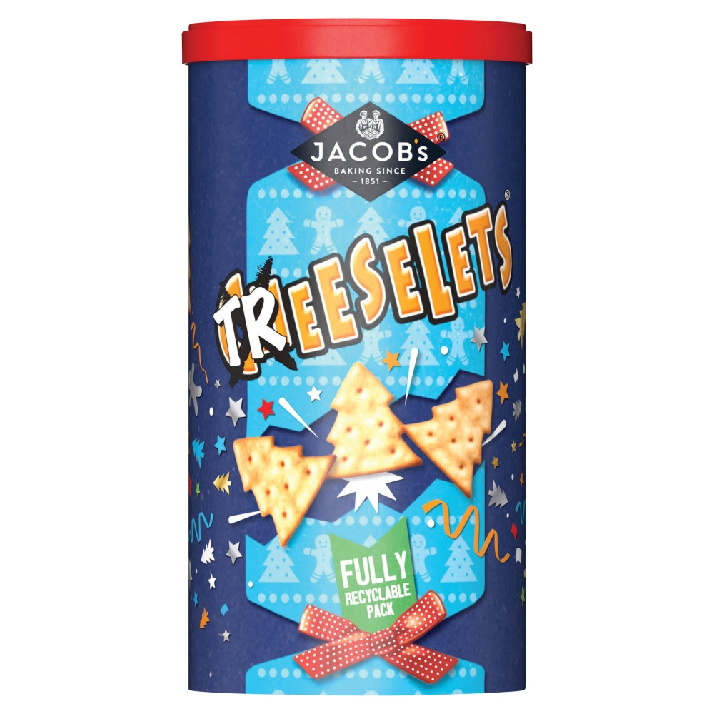 Jacob's Treeselets Caddy 280g – classic British savoury biscuits for snacking and sharing.