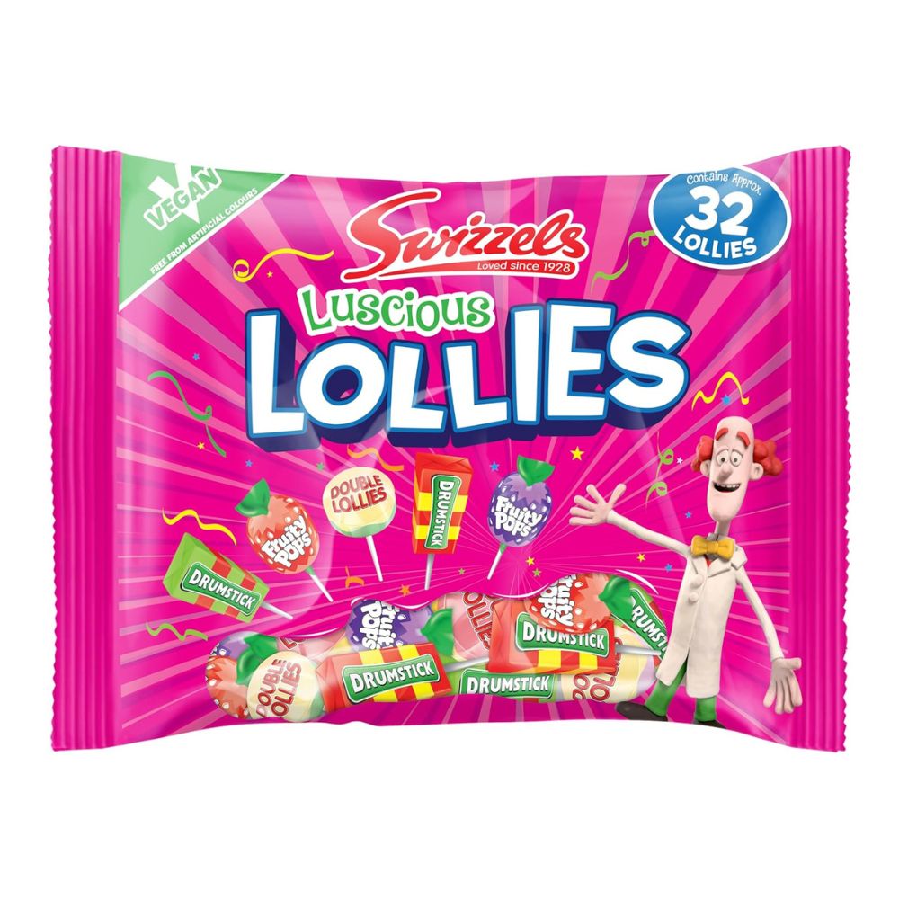 Swizzels Matlow Luscious Lollies 354g assorted lollipop sharing bag