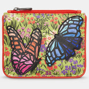 Yoshi Beautiful Butterflies Zip Top Leather Purse