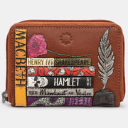 Yoshi Brown Shakespeare Bookworm Zip Around Leather Purse