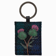 Yoshi Highland Thistle Harris Tweed & Leather Keyring