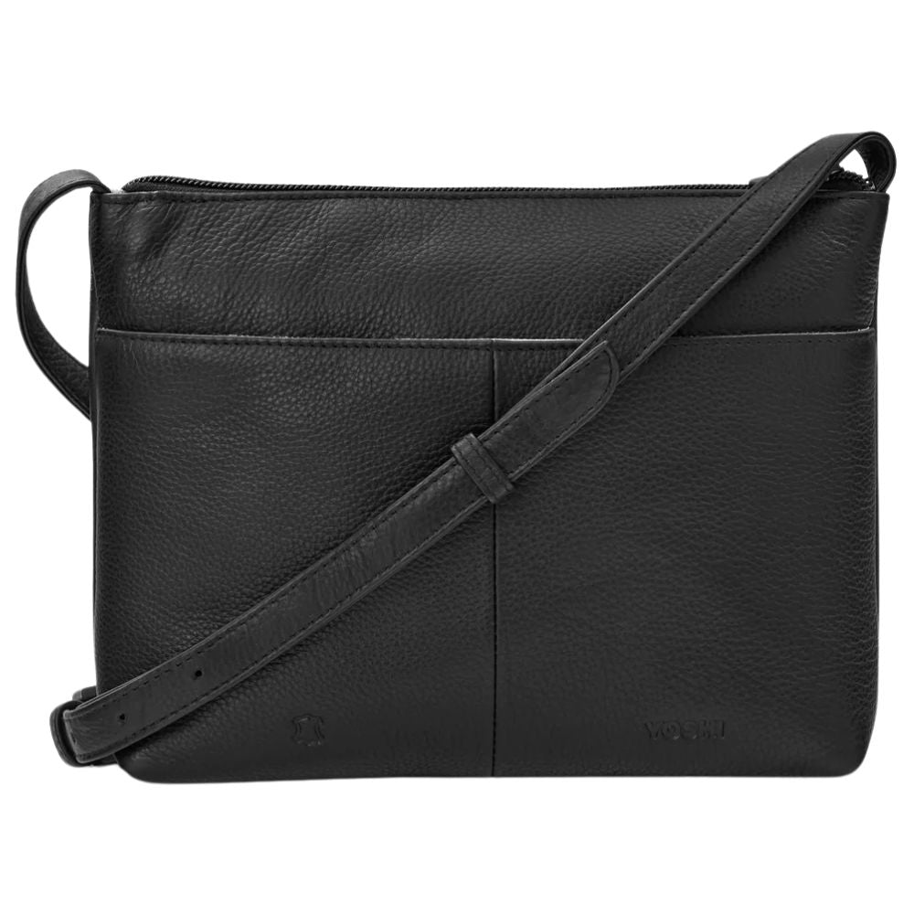 Yoshi Highland Rainbow Cow Black Leather Cross Body Bag