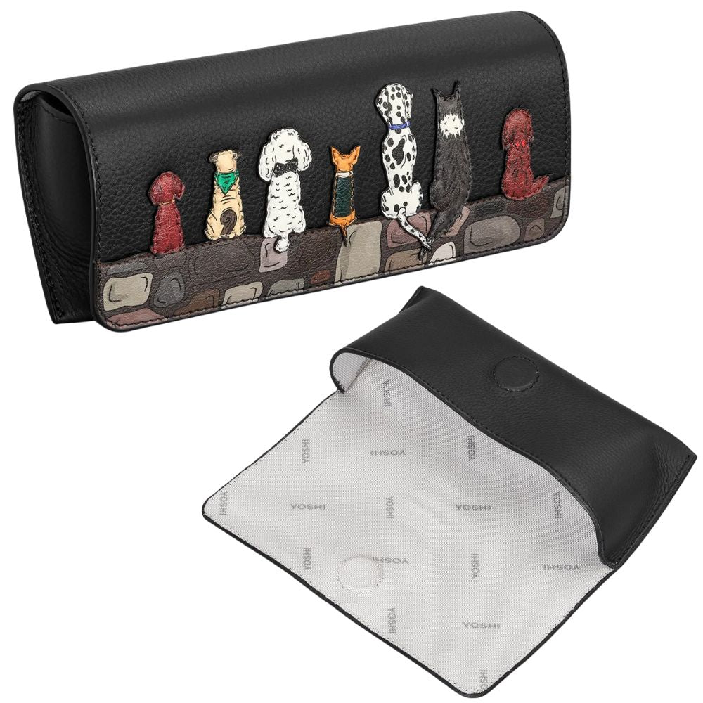 Yoshi Bark to Bark Black Leather Glasses Case