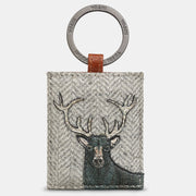 Yoshi Brown + Tweed Highland Stag Leather Keyring