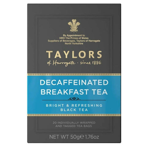 Taylors of Harrogate Decaffeinated Breakfast Black Tea - 20 Teabags - British Food Supplies